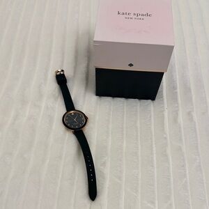 kate spade Green and Rose Gold Round Leather Strap Watch
